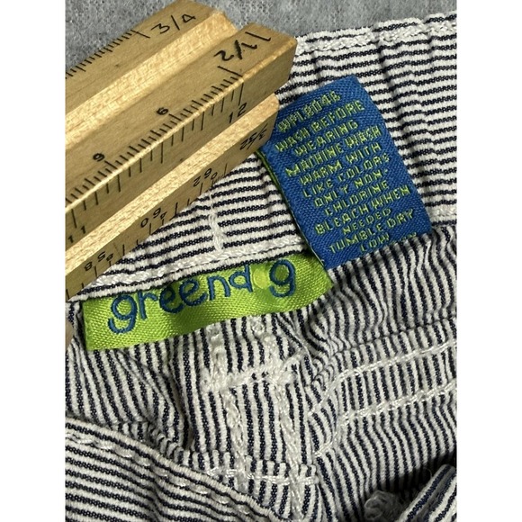 Greendog Cargo Shorts Boys 7 Blue White Pinstripe Twill Cotton Pockets Casual - Picture 8 of 9